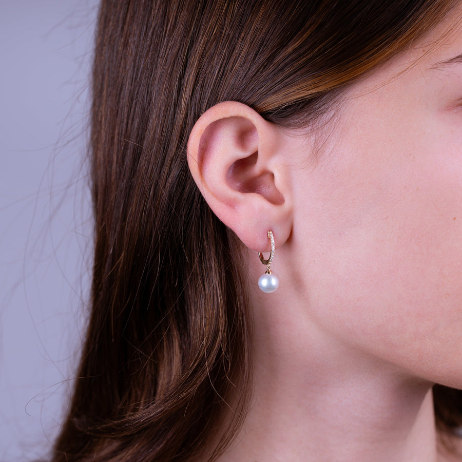 Cultured Freshwater & Diamond Dangle Earrings