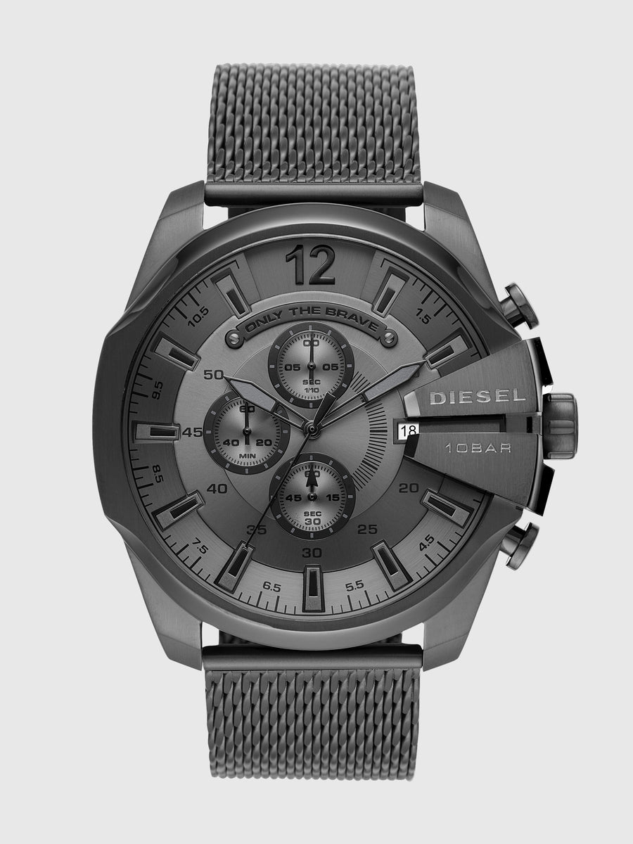 DIESEL Montre Mega Chief Cuir à trois aiguilles