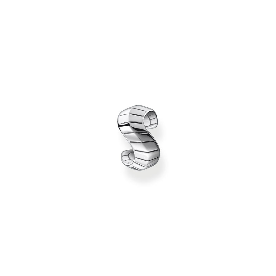 Manchette d’oreille unique peau de serpent argent