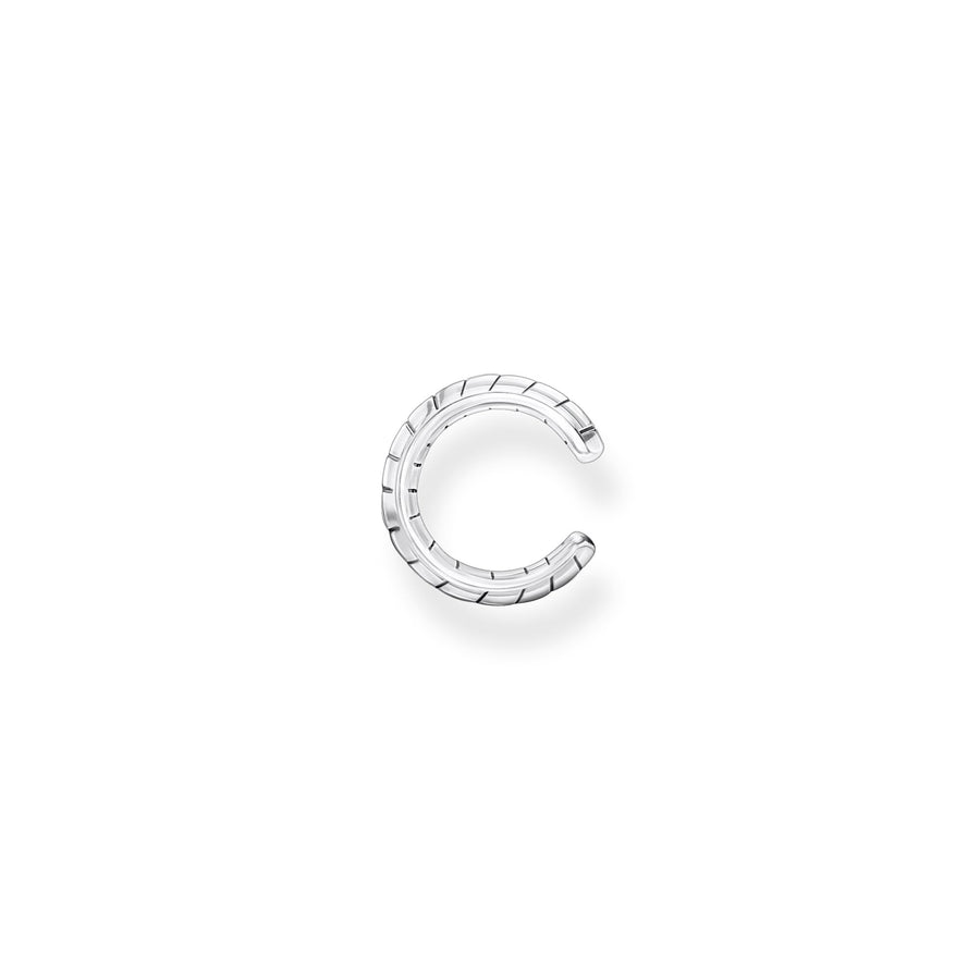 Manchette d’oreille unique peau de serpent argent