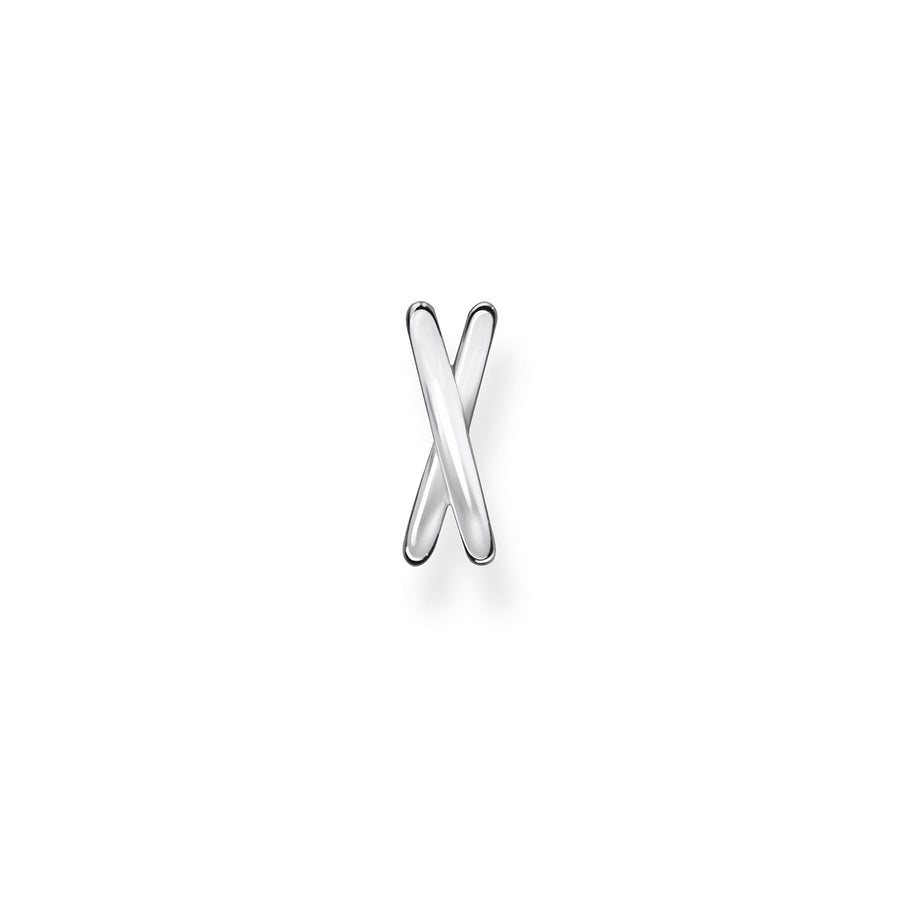 Manchette d’oreille unique argent double