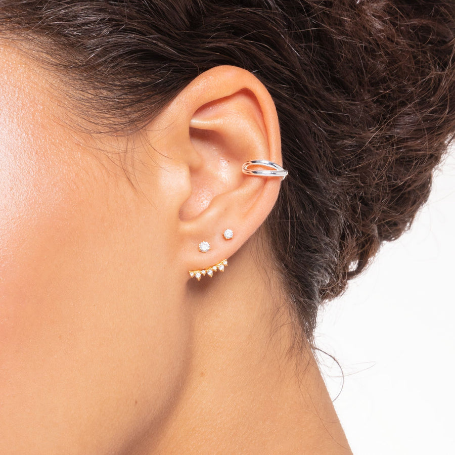 Manchette d’oreille unique argent double