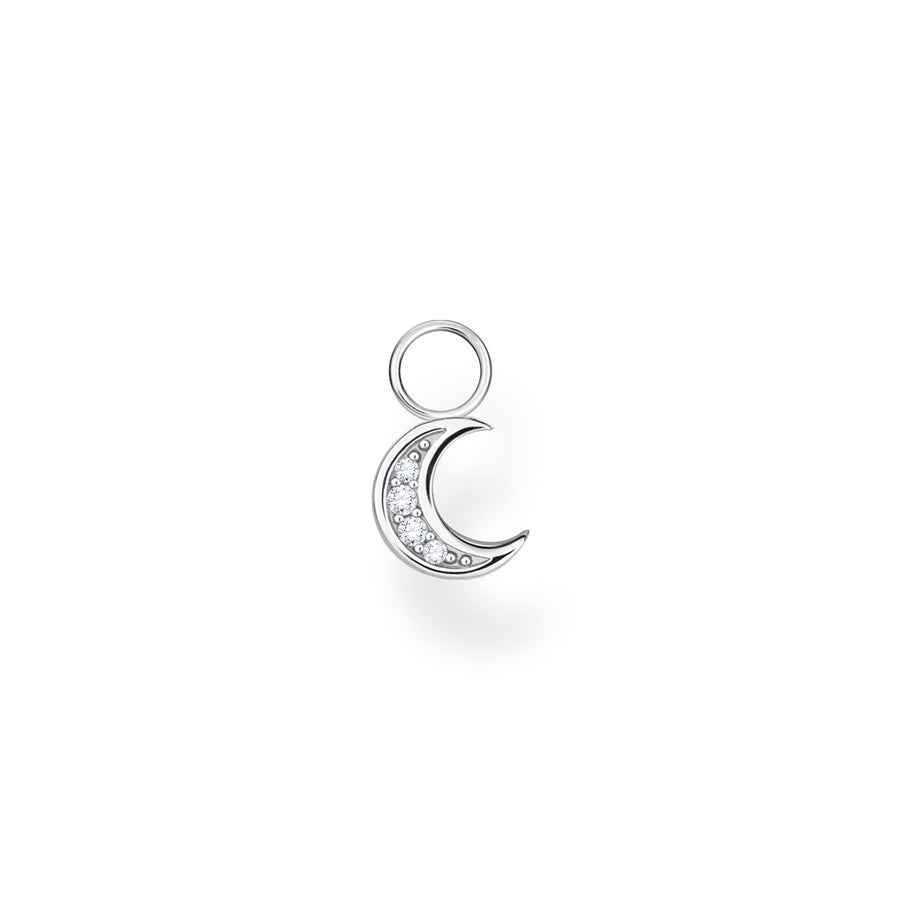 Pendentif pour boucle d'oreille unique lune argent