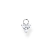 Pendentif pour boucle d'oreille unique pierres blanches argent