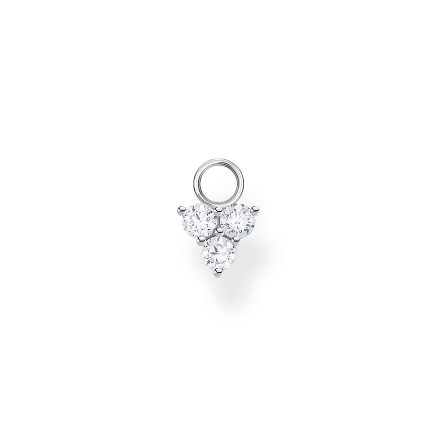 Pendentif pour boucle d'oreille unique pierres blanches argent