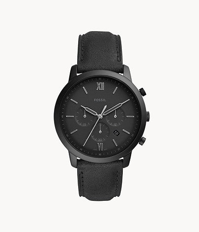 FOSSIL Montre chronographe Neutra en cuir noir