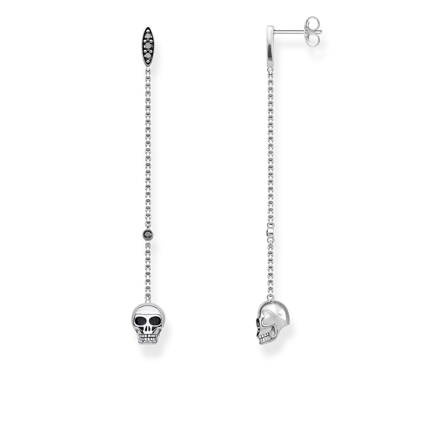 boucles d'oreilles Têtes de mort avec pierres noires