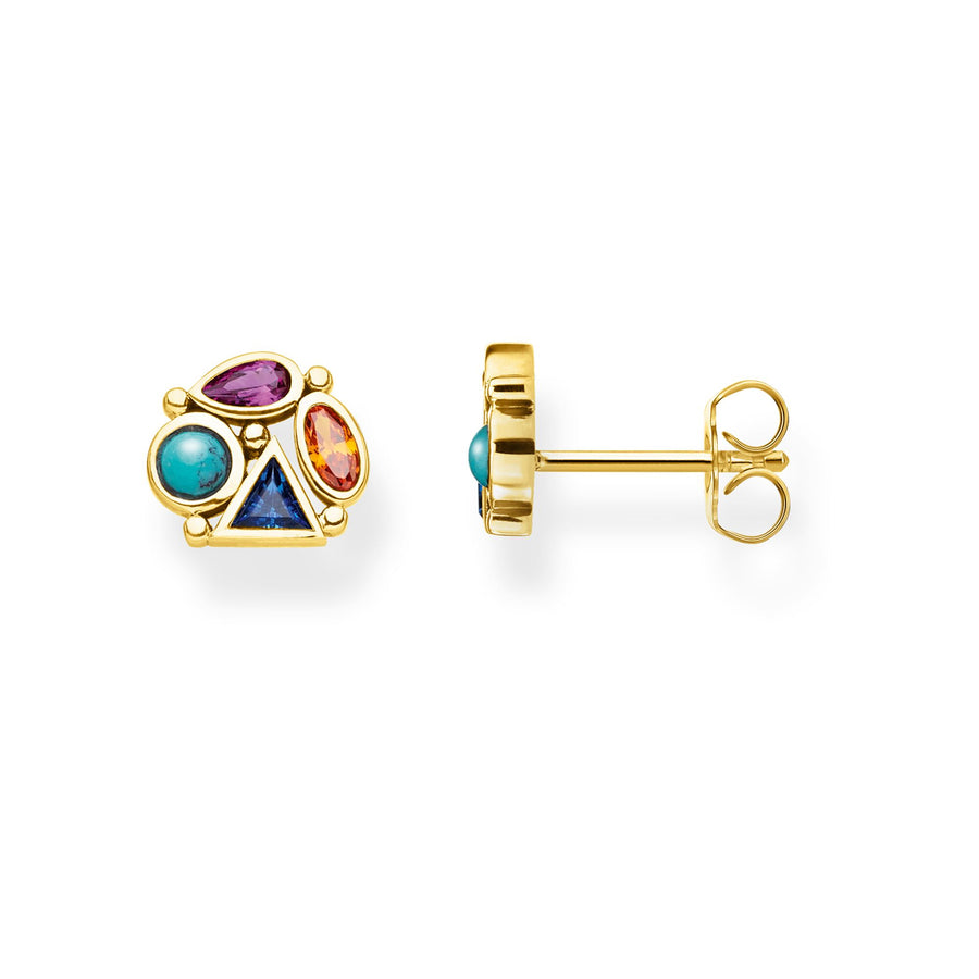 clous d'oreilles pierres multicolores