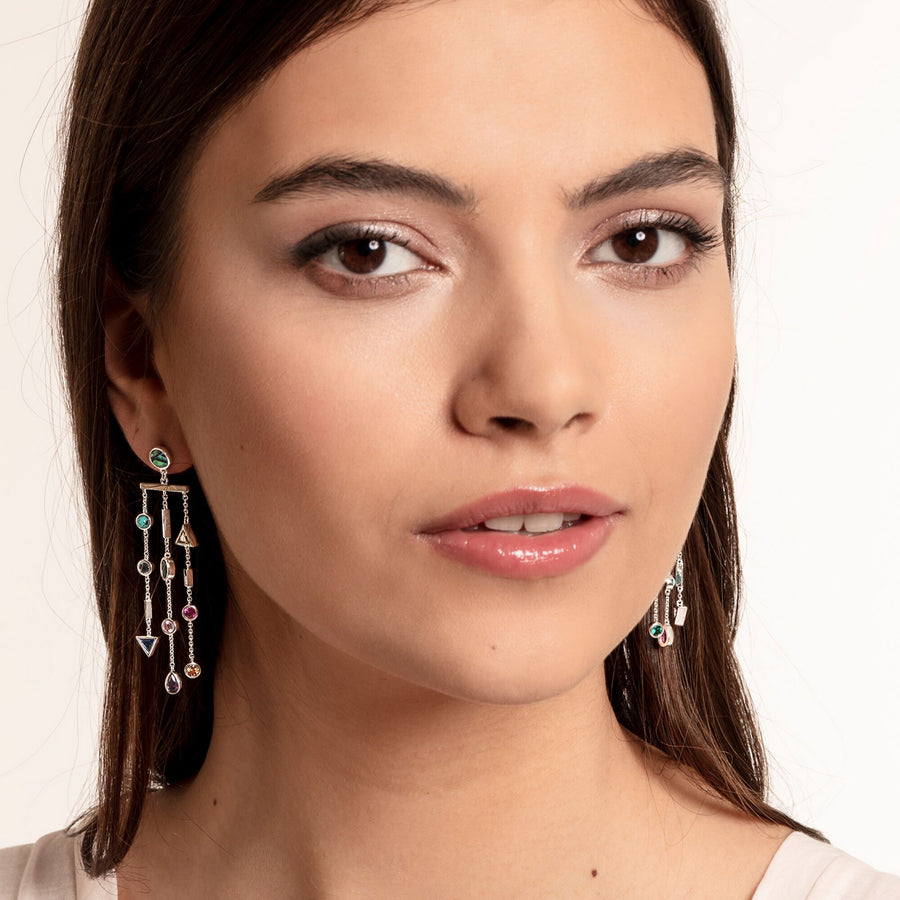 boucles d'oreilles pierres multicolores