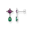 boucles d'oreilles Goutte verte avec pierre violette