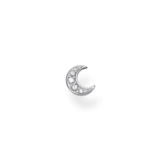 Clou d'oreille unique lune pavé argent