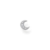 Clou d'oreille unique lune pavé argent