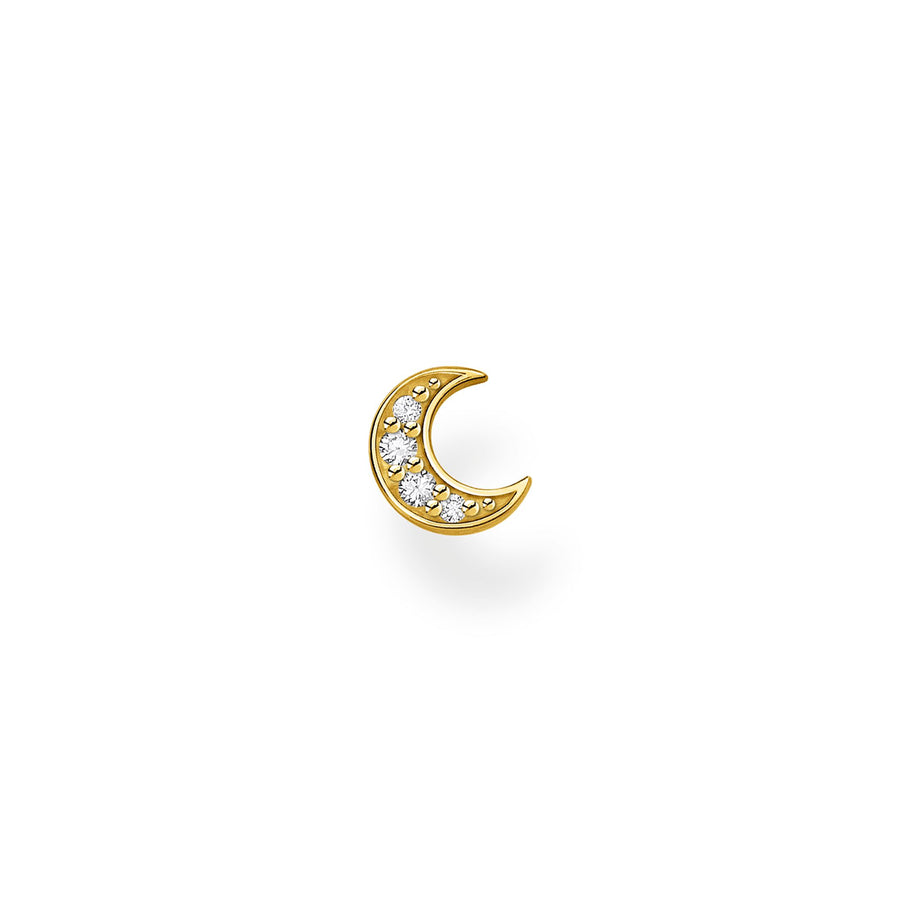 Clou d'oreille unique lune pavé or