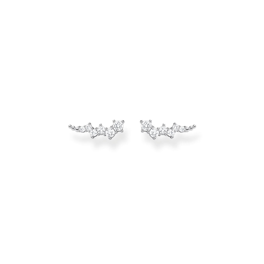 Boucles d'oreilles grimpante pierres blanches argent