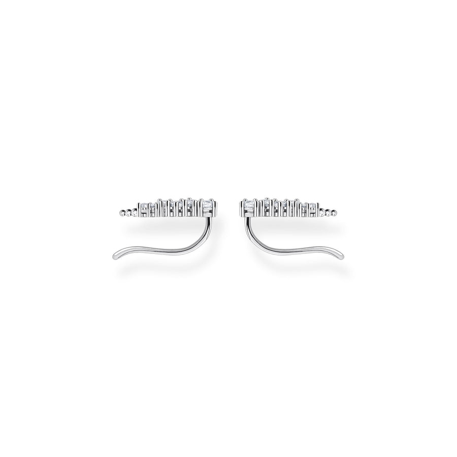 Boucles d'oreilles grimpante pierres blanches argent