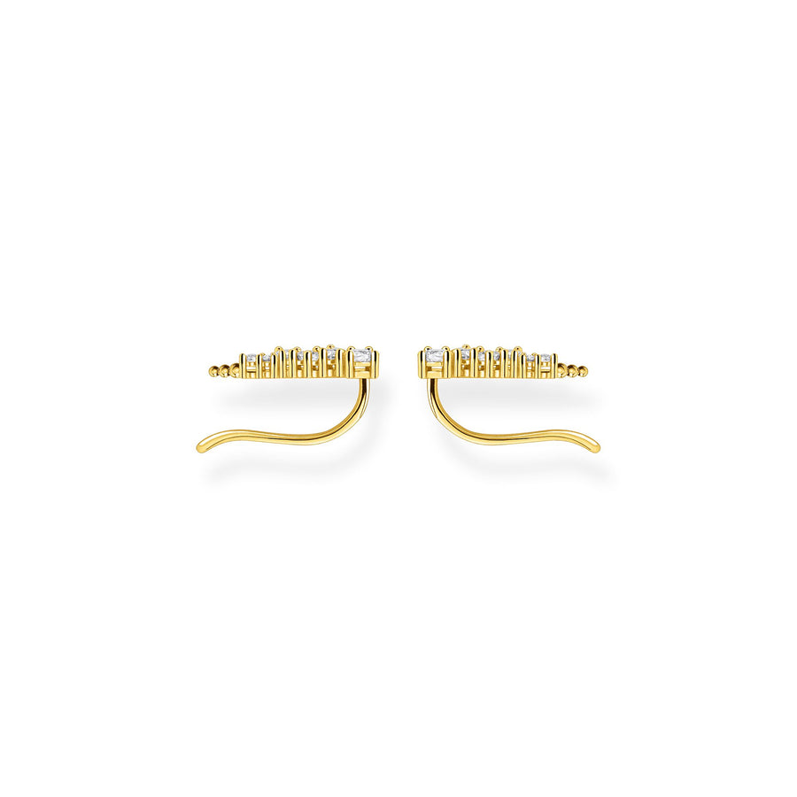 Boucles d'oreilles grimpante blanche pierres or