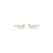 Boucles d'oreilles grimpante blanche pierres or