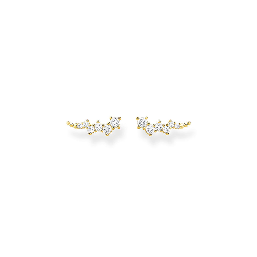 Boucles d'oreilles grimpante blanche pierres or