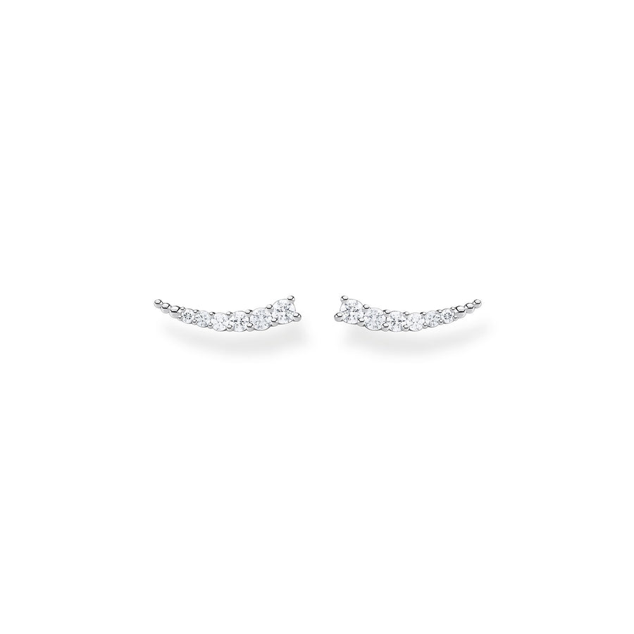 Boucles d'oreilles grimpante pierres blanches argent