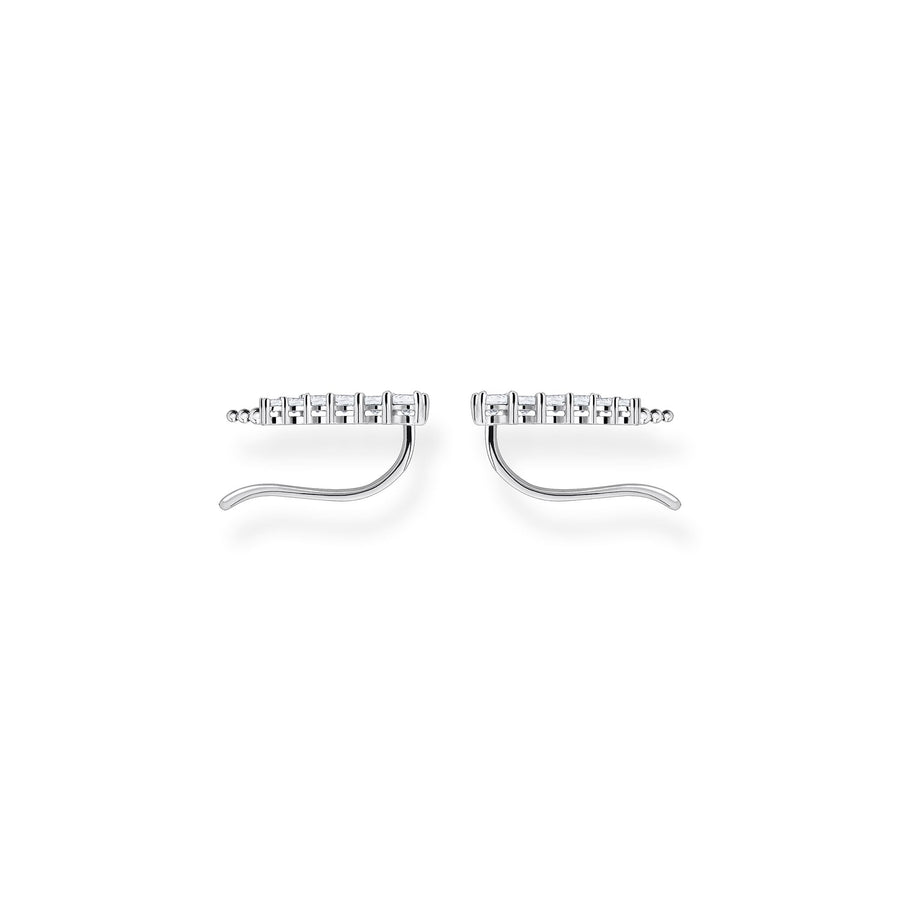 Boucles d'oreilles grimpante pierres blanches argent