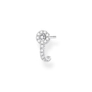 Clou d'oreille unique pierres blanches argent