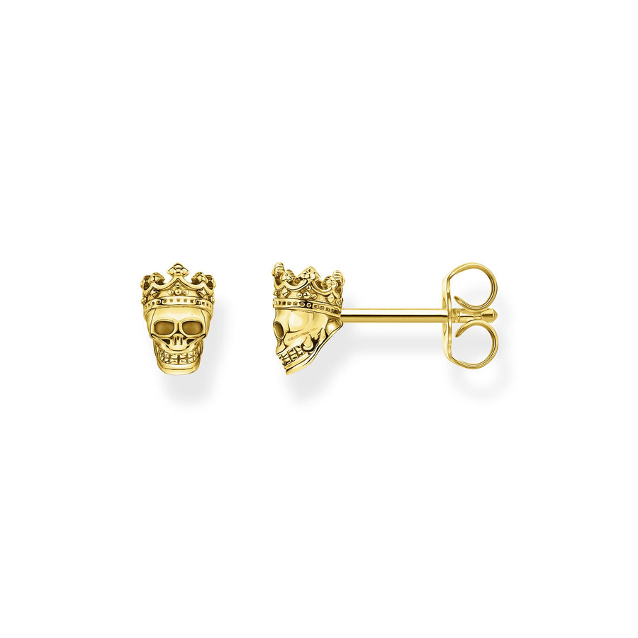 Clous d'oreilles tête de mort roi or