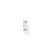 Clou d'oreille unique pierre blanche argent