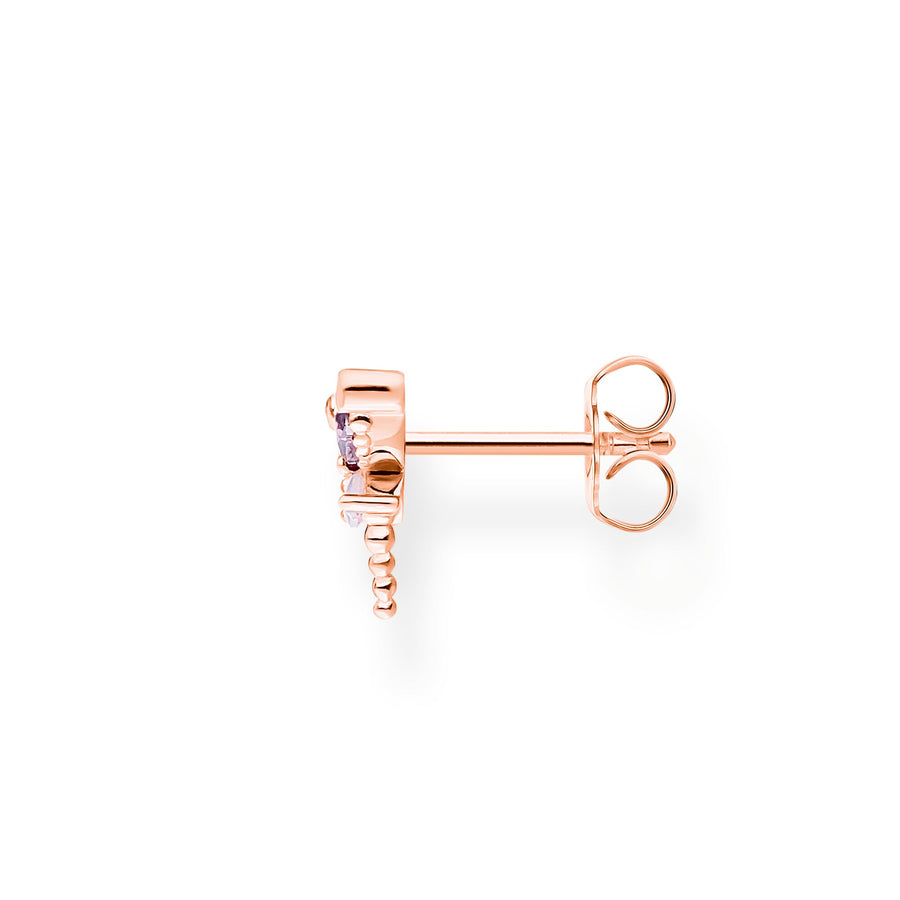 Clou d'oreille unique libellule avec pierres or rose