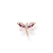 Clou d'oreille unique libellule avec pierres or rose