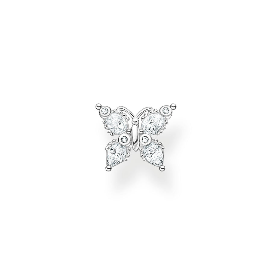 Clou d'oreille unique papillon pierres blanches