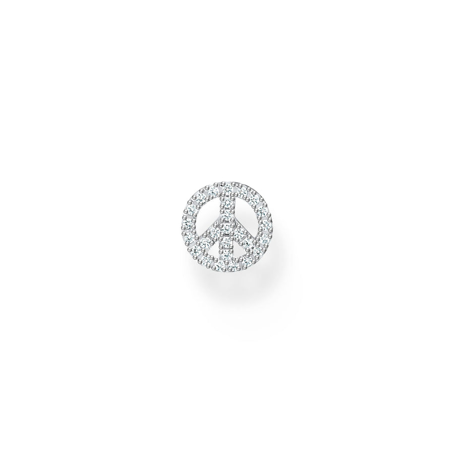 Clou d'oreille unique peace argent