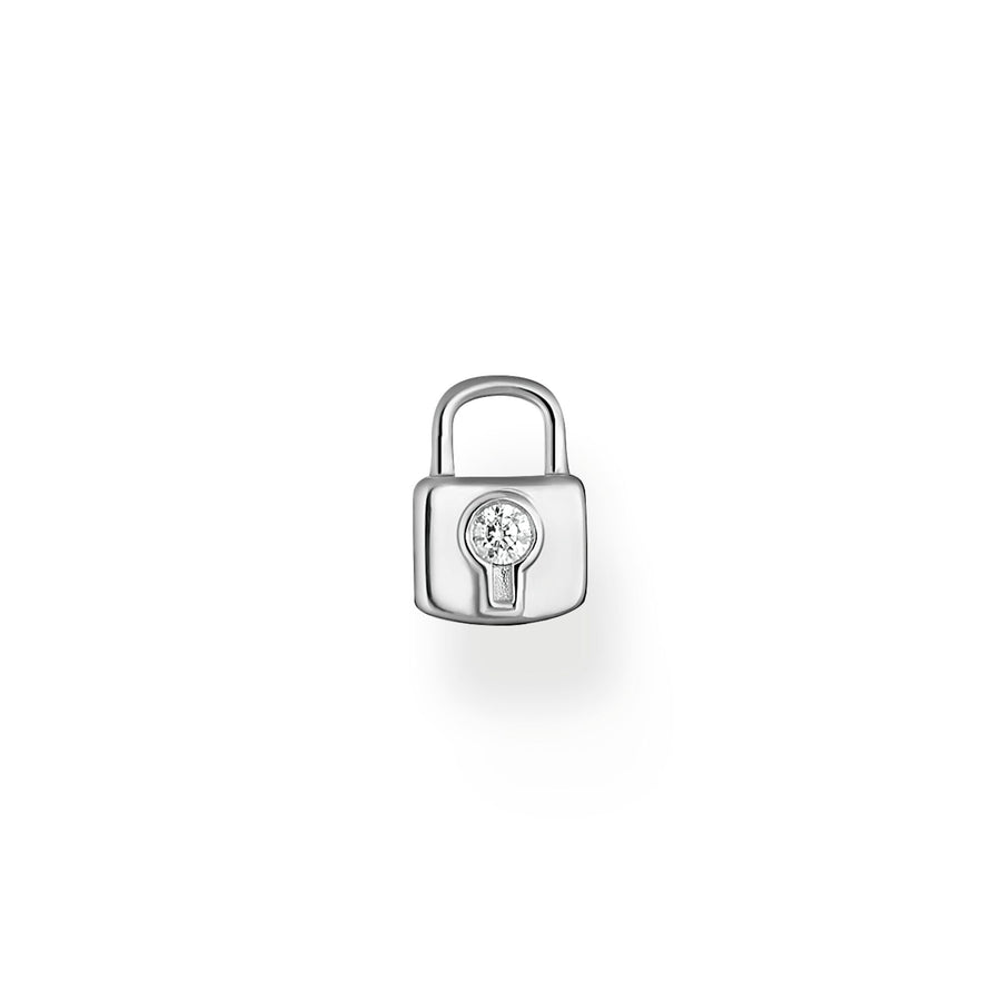 Clou d'oreille unique cadenas argent