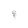 Clou d'oreille unique clé pierres blanches argent