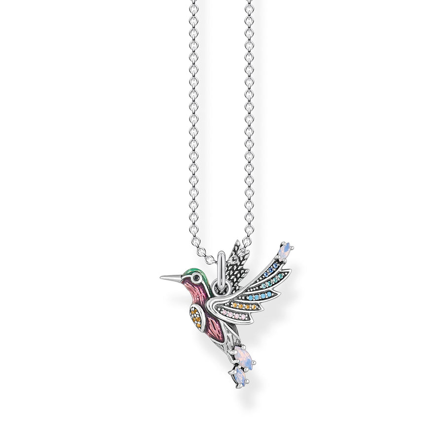 Chaîne colibri multicolore argent