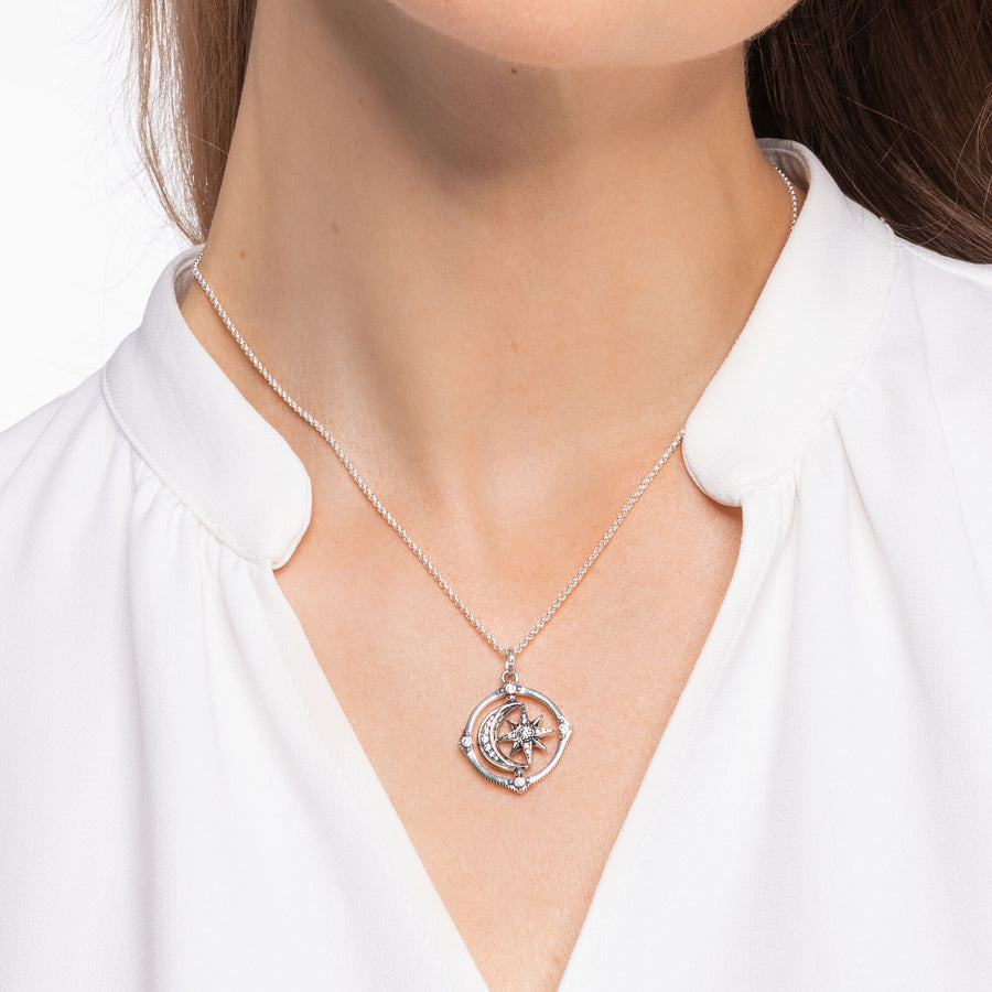 Chaîne étoile & lune argent