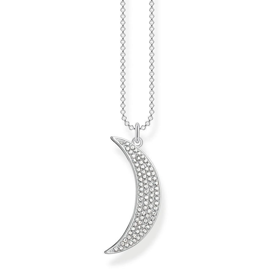 Chaîne demi-lune pavé argent