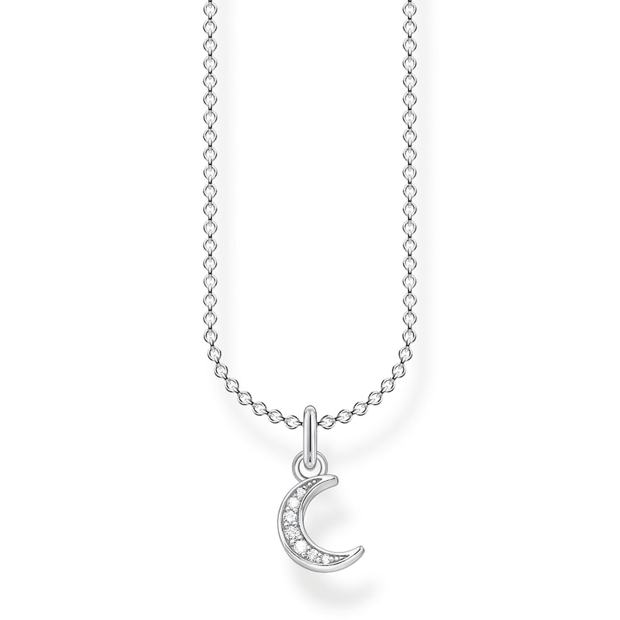 Chaîne lune pavé argent