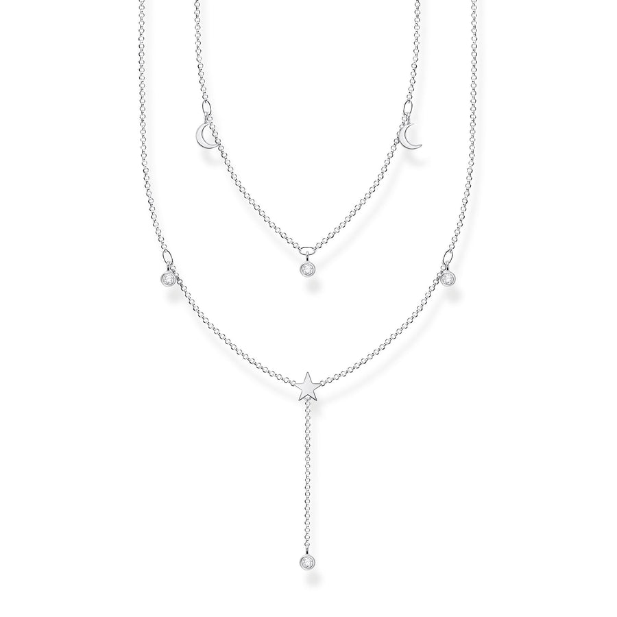 Collier double pierres blanches argent