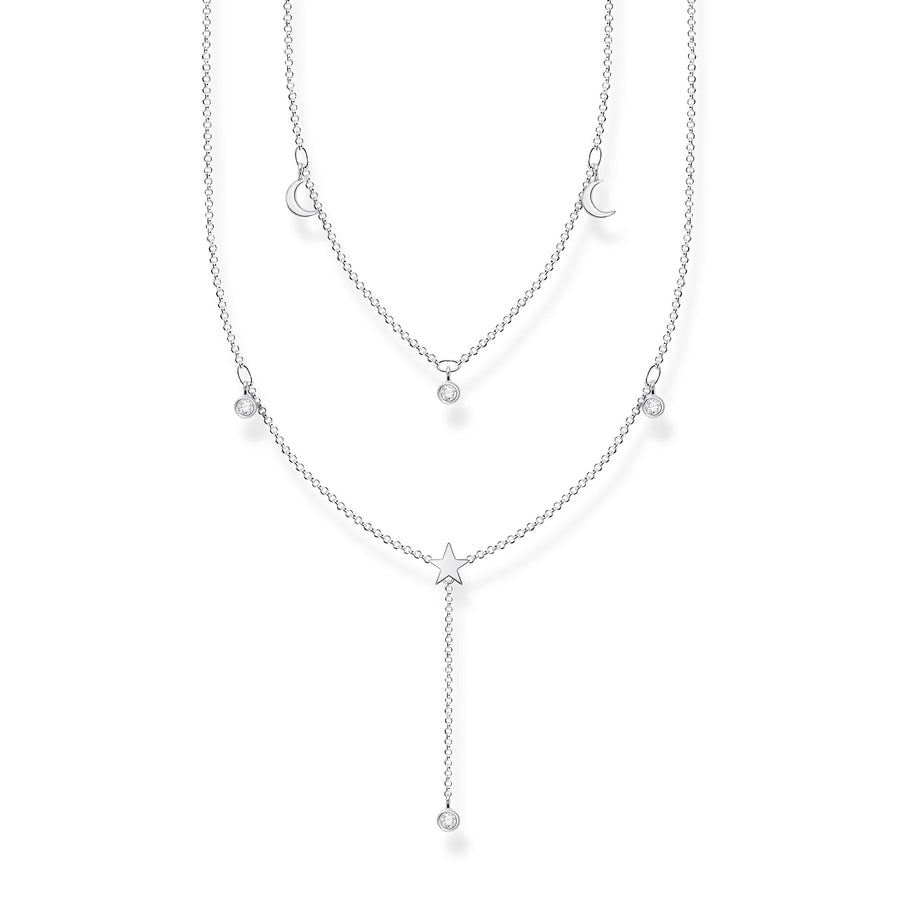 Collier double pierres blanches argent