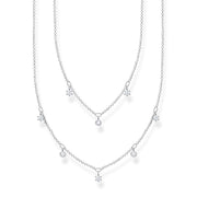 Chaîne double pierres blanches argent