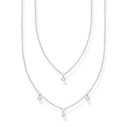 Chaîne double pierres blanches argent