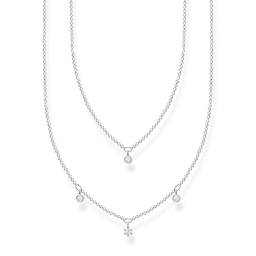 Chaîne double pierres blanches argent