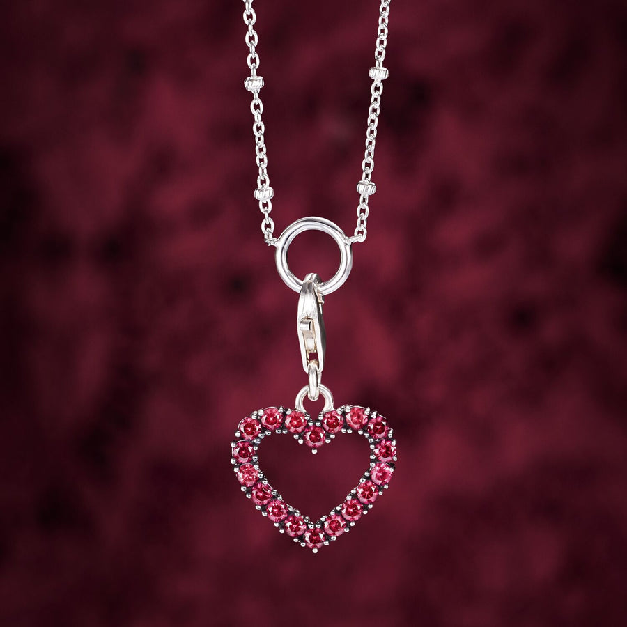 pendentif Charm Cœur avec pierres roses