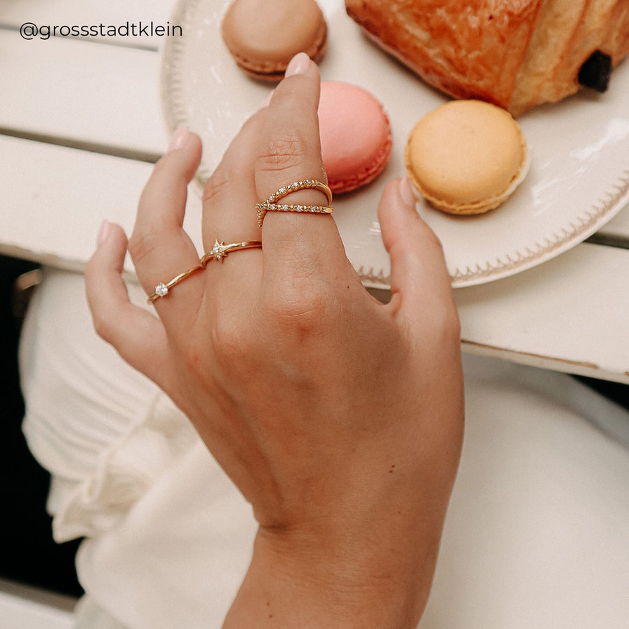 Bague pierre blanche or