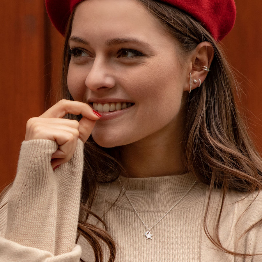 Manchette d’oreille unique argent double