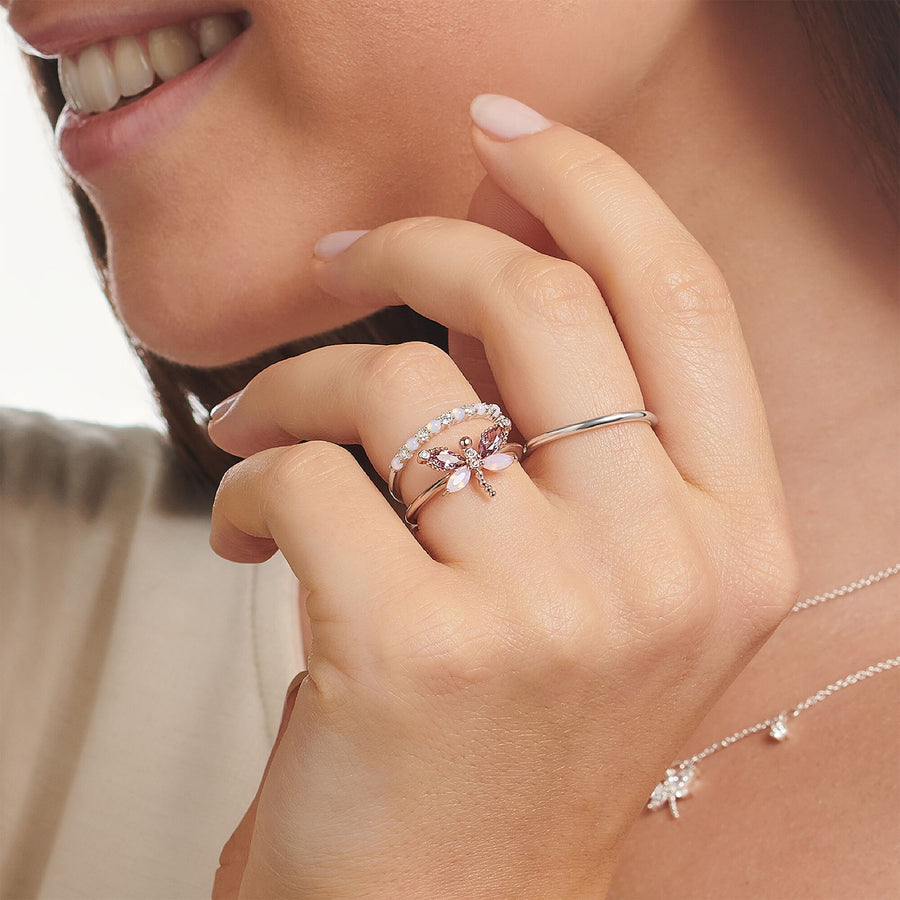 Bague pierre blanche argent