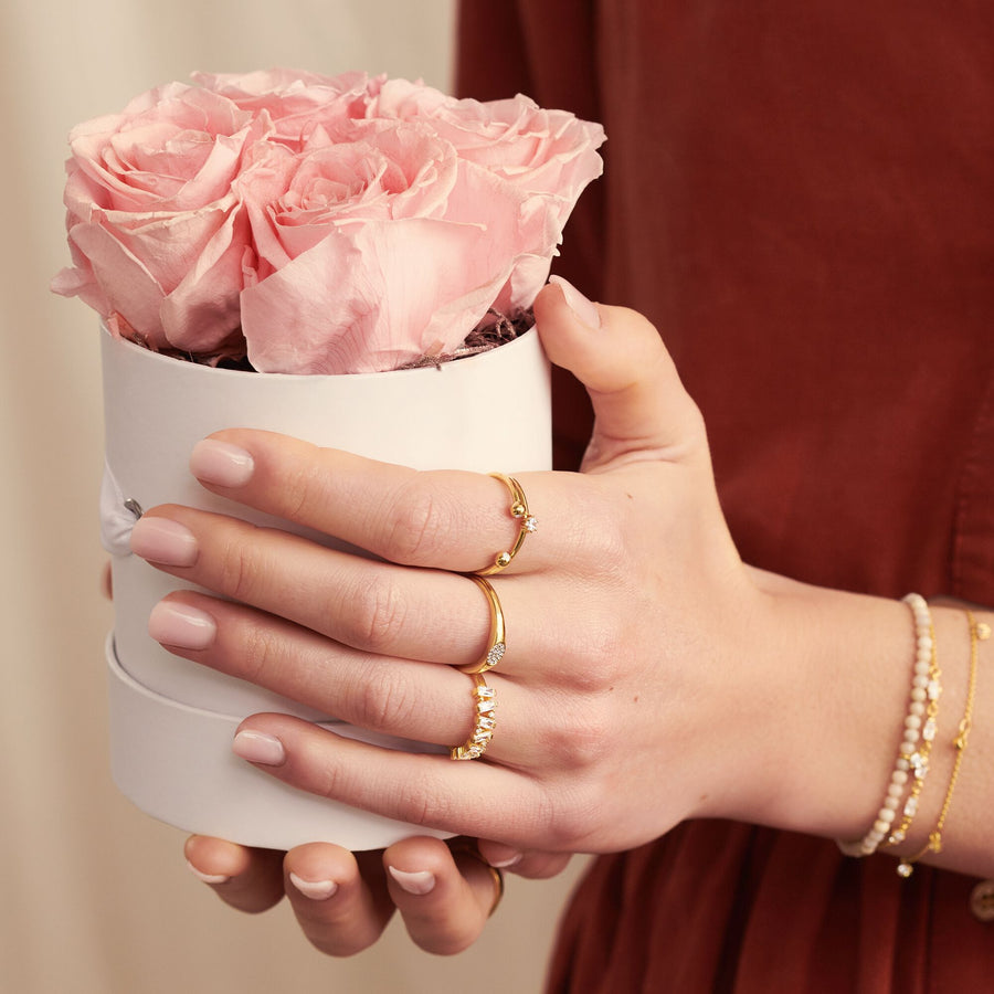 Bague pierre blanche or