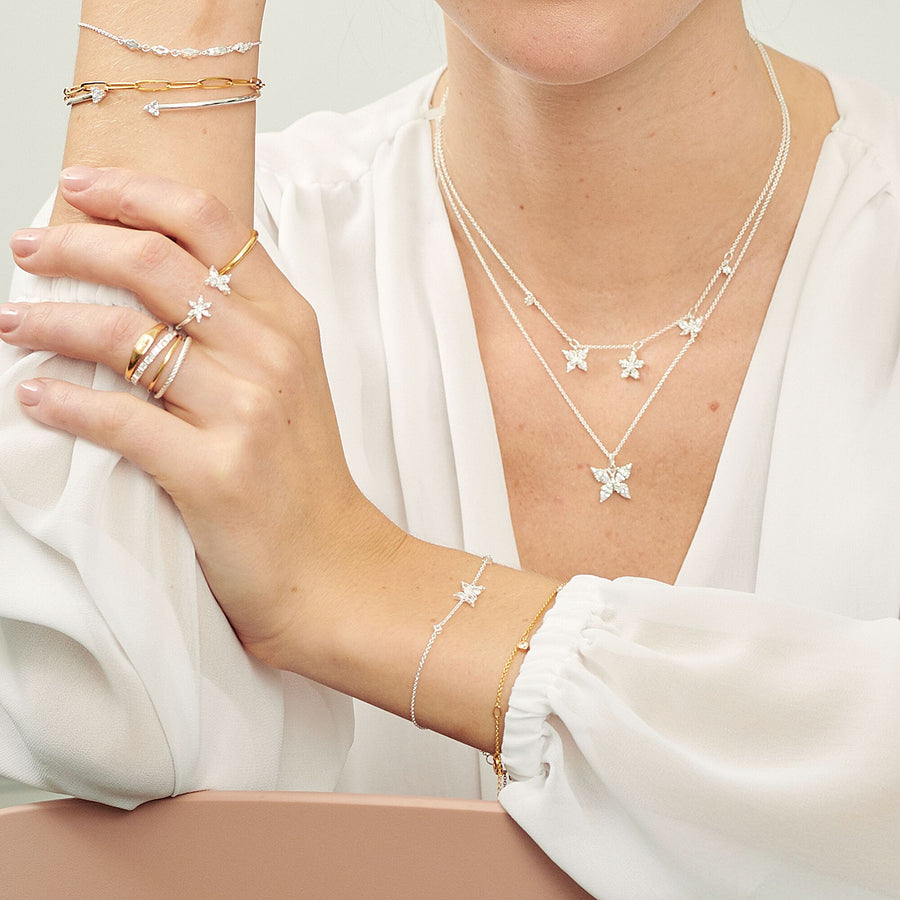 Bracelet blanche pierres or