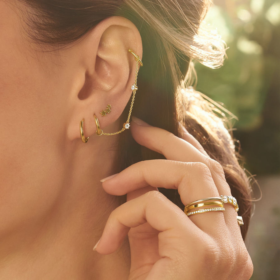 Bague double pierres blanches or