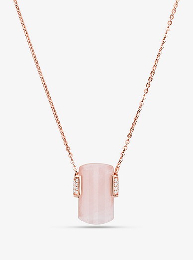 MK Collier avec pendentif quartz rose